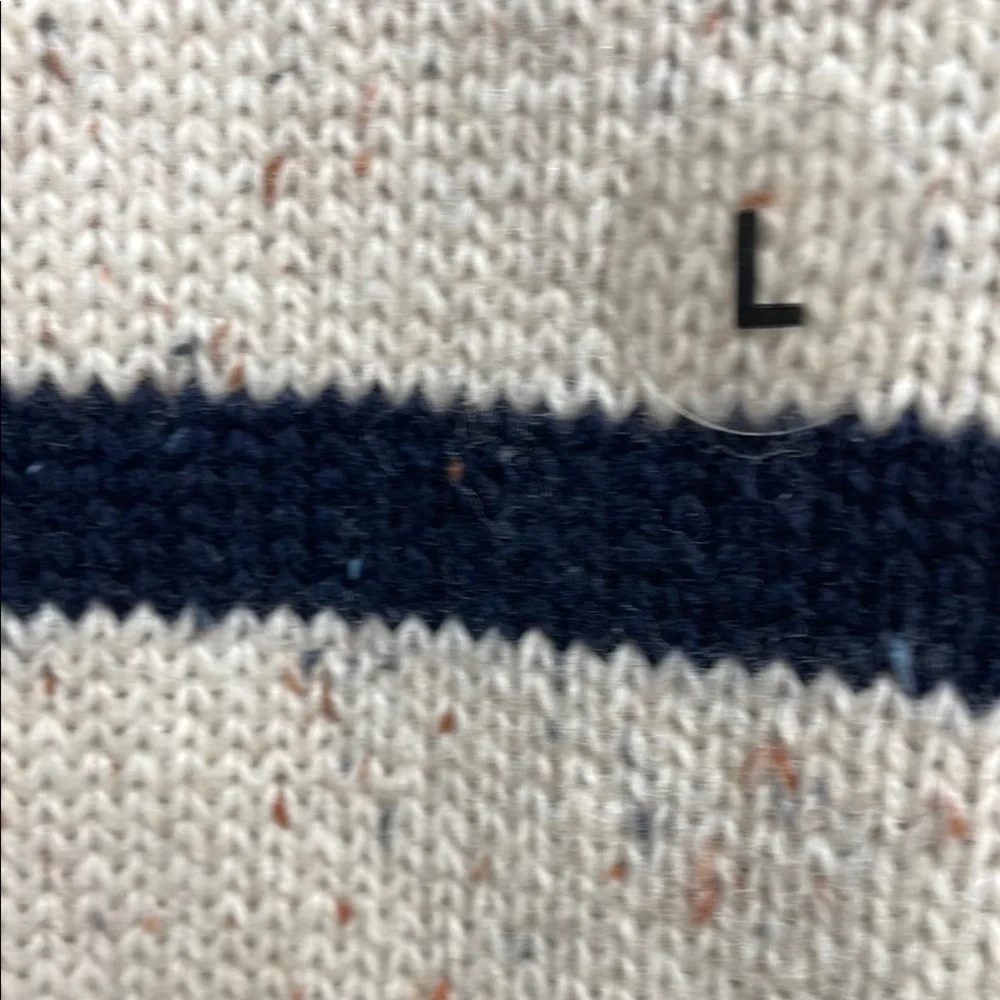 Crown & Ivy Cream and Navy Blue Striped Crewneck Sweater